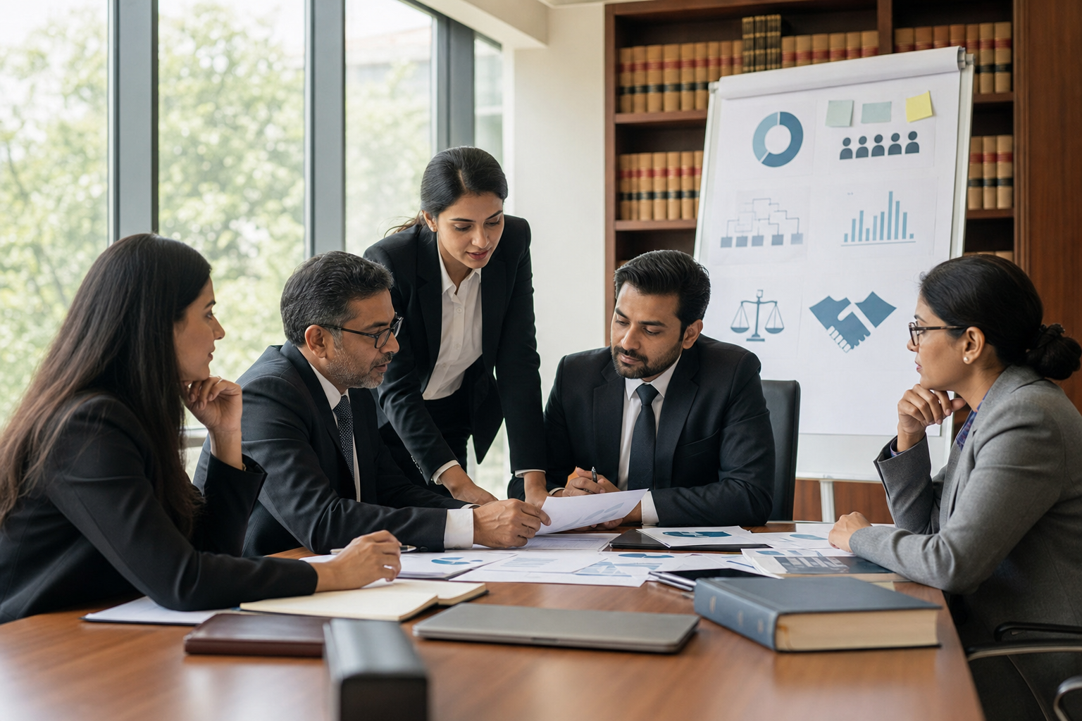 Professional legal team coordinating client support