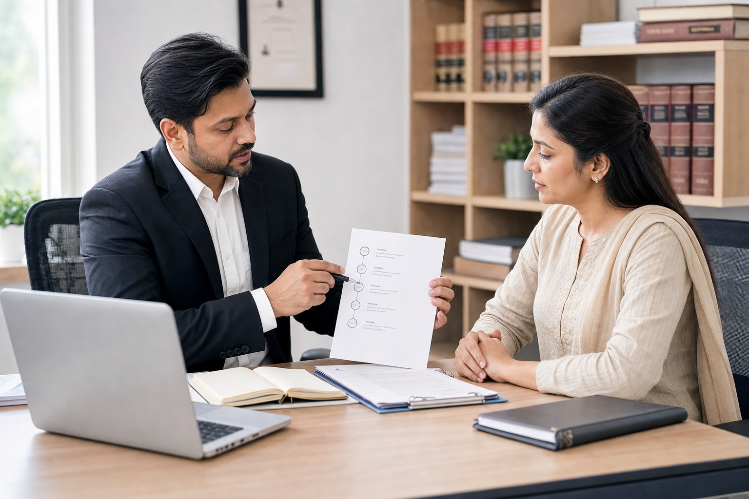 Legal adviser explaining and understanding a client matter